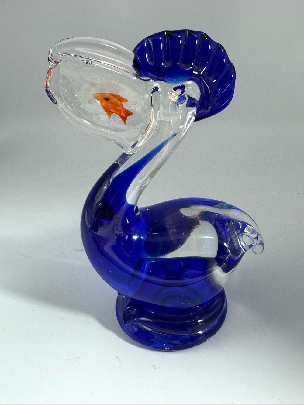 Glass Pelican with Goldfish